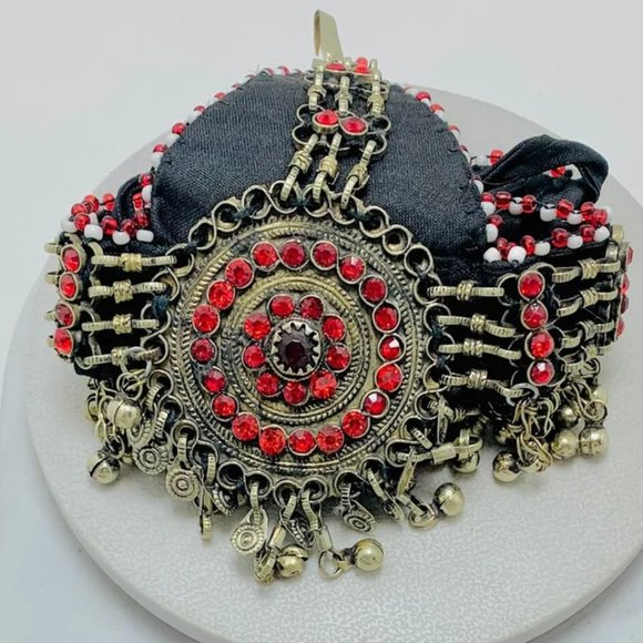 Tribal Red Matha Patti, Traditional Headpiece For Women, Hair Jewelry - Picture 4 of 11